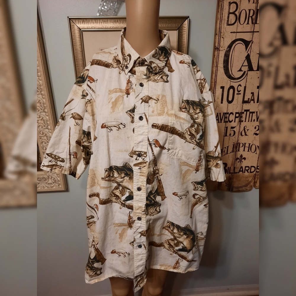 Redhead fishing theme bass short sleeve
